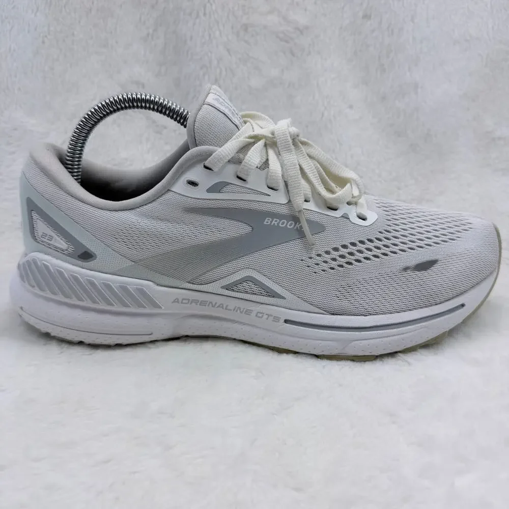 Brooks Adrenaline GTS 23 Womens Running Shoes White Oyster Silver Size 9.5
